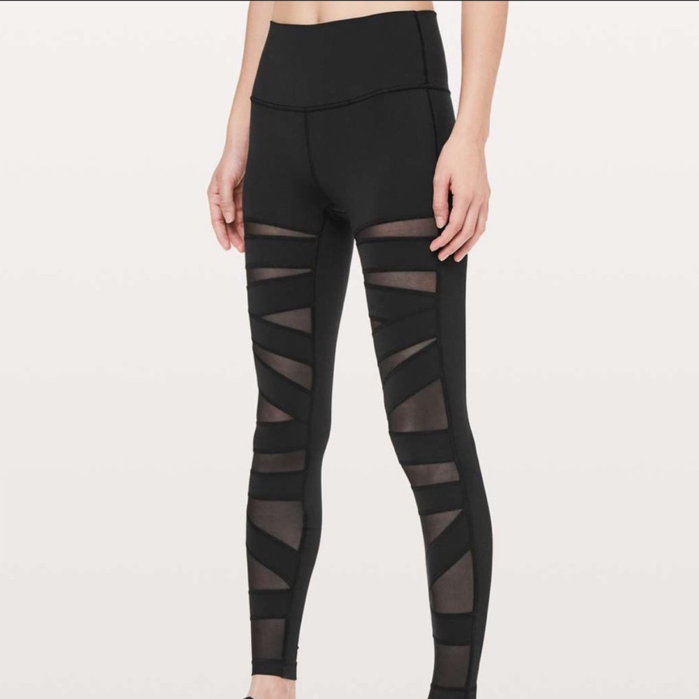 Lululemon Wunder Under Mesh Crossover Black Leggings